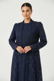 C 2088-02 Navy Blue Dantel Abaya