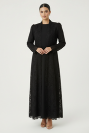 C 2088-03 Black Dantel Abaya