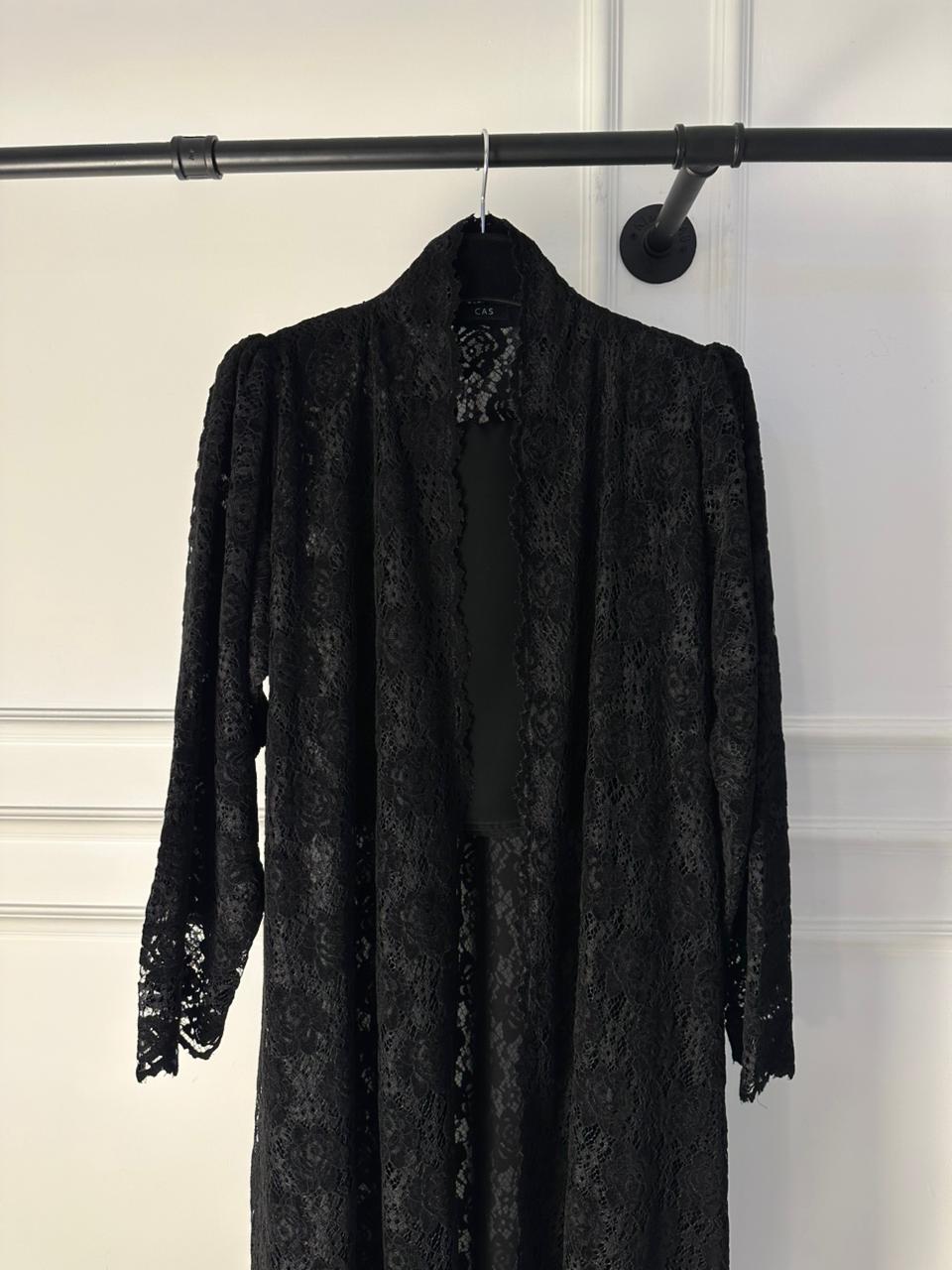 C 2088-03 Black Dantel Abaya