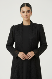 C 2088-03 Black Dantel Abaya