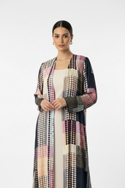 C 2091 Beige Polka Dot Printed Abaya