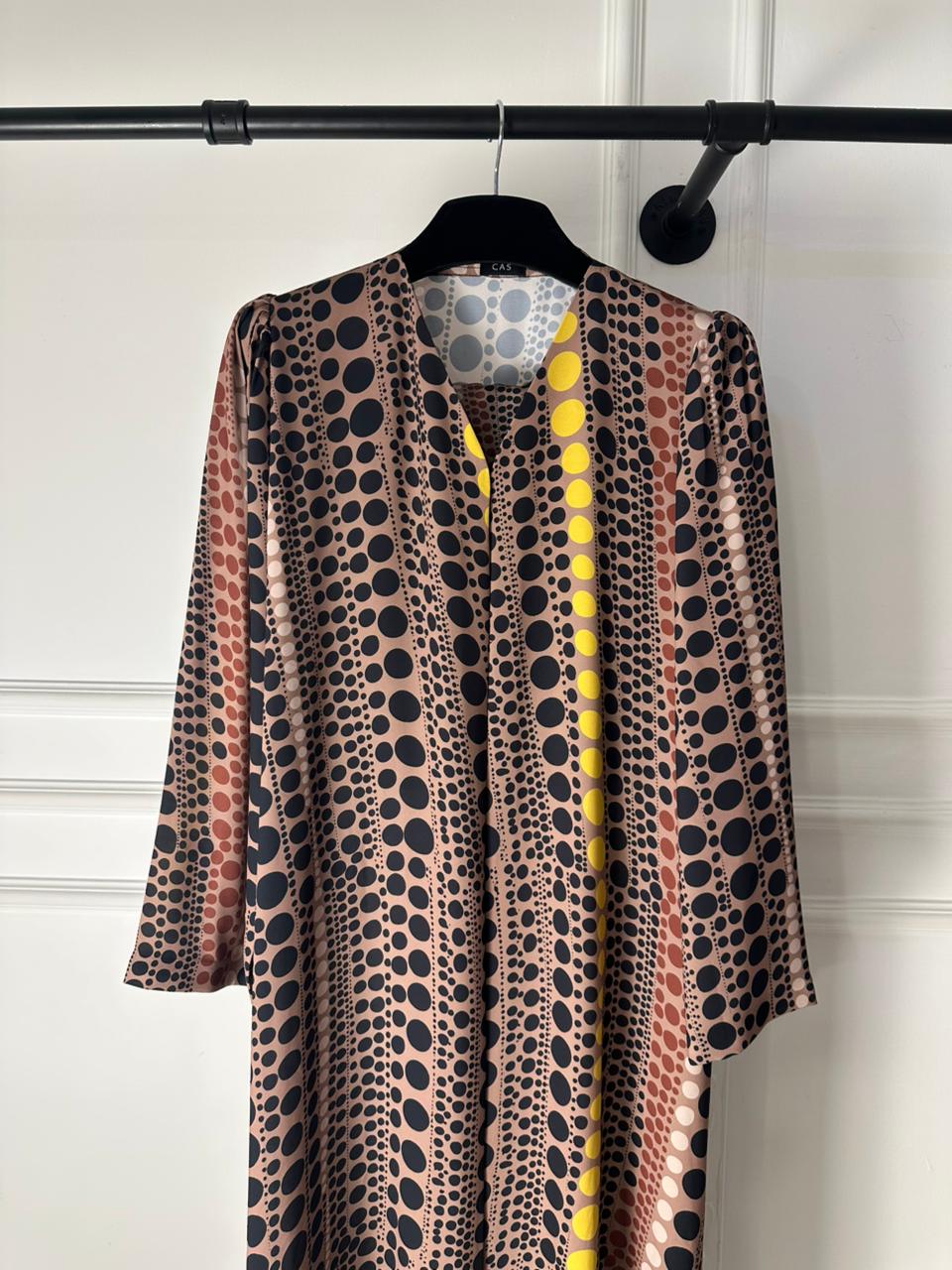 C 2092 Brown Polka Dot Printed Abaya