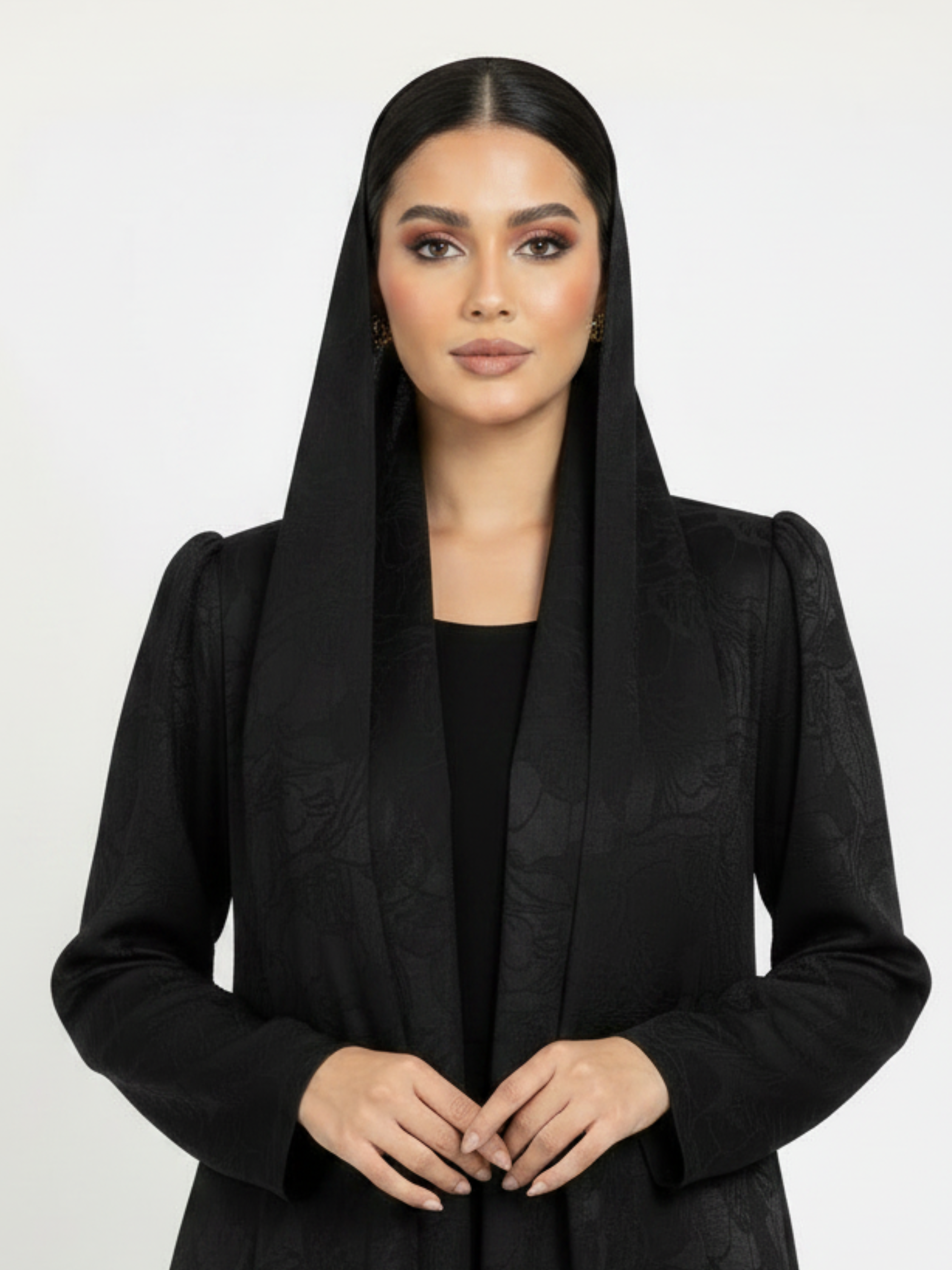 C 2101-02 Black Floral Abaya