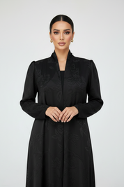 C 2101-03 Black Floral Abaya
