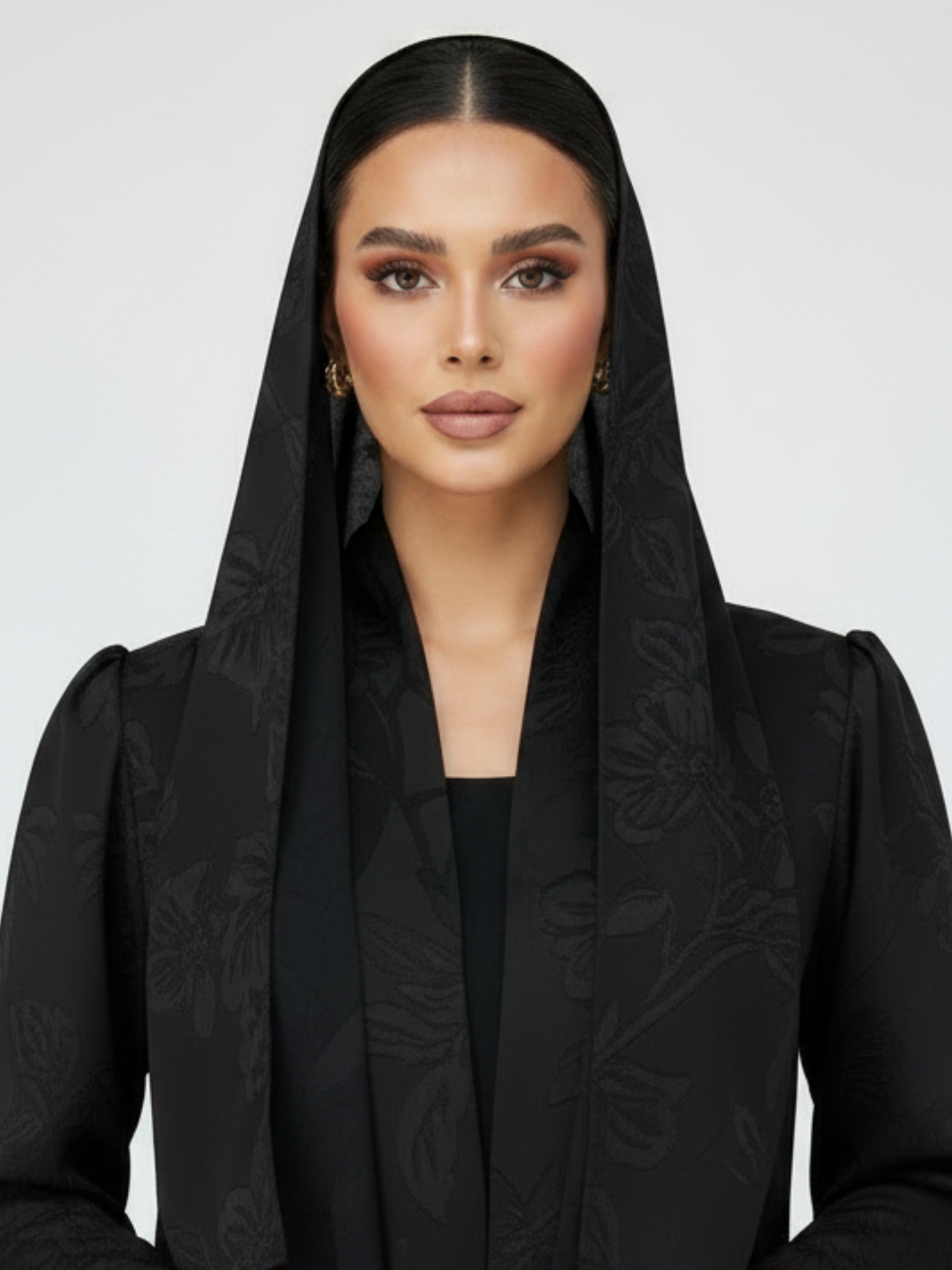 C 2101-03 Black Floral Abaya