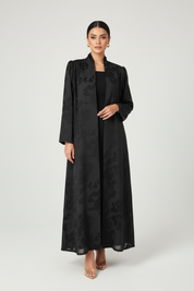 C 2101 Black Floral Abaya