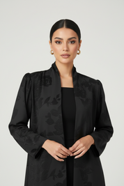 C 2101 Black Floral Abaya