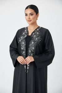 C 2104 Black Beaded Abaya - XS / 50