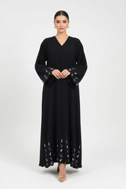 C 2105 Black Floral Embroidered Abaya