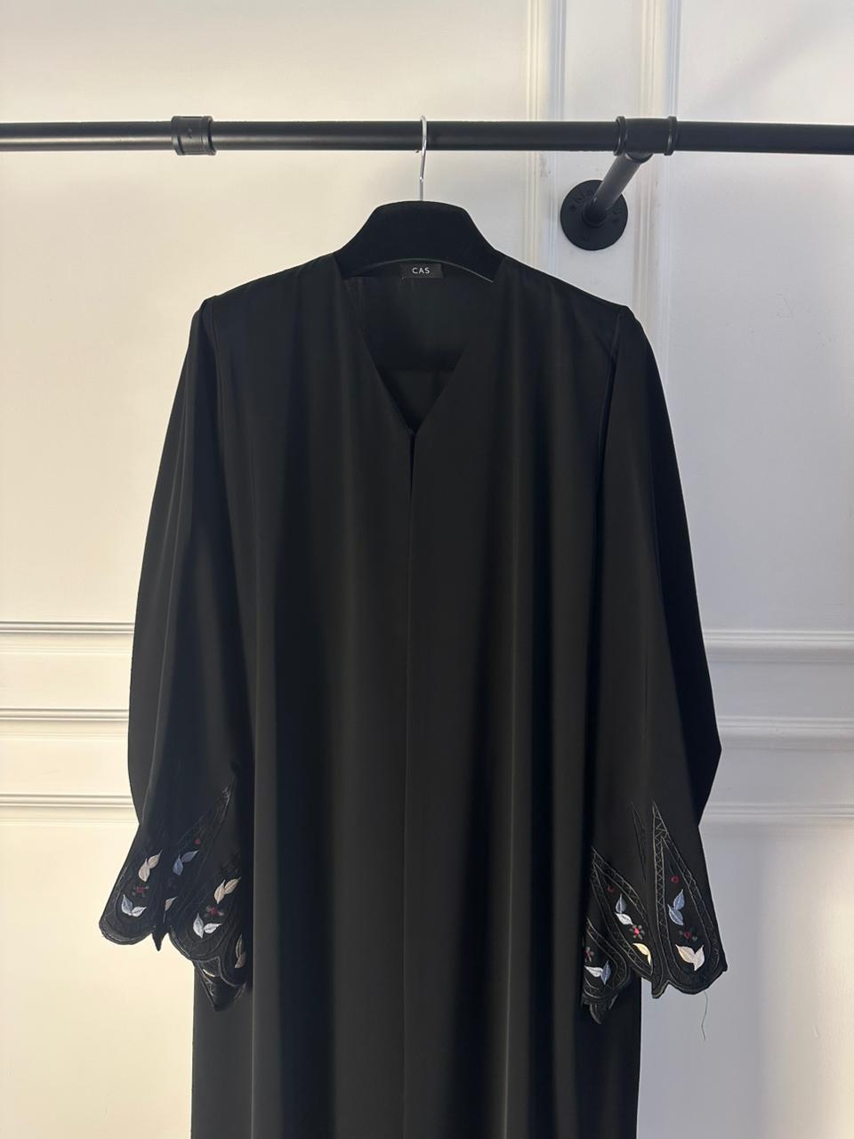 C 2105 Black Floral Embroidered Abaya