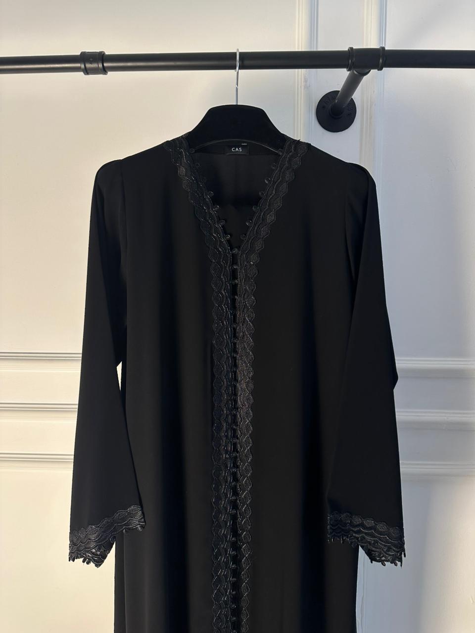 C 2108 Black Lace Abaya