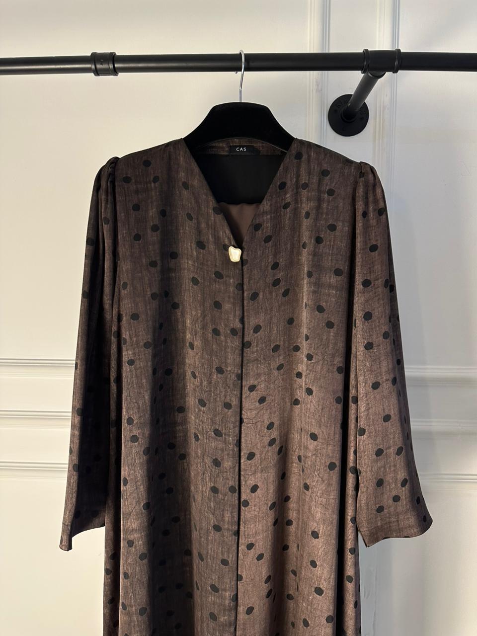 C 2112-01 Brown Polka Dot Abaya