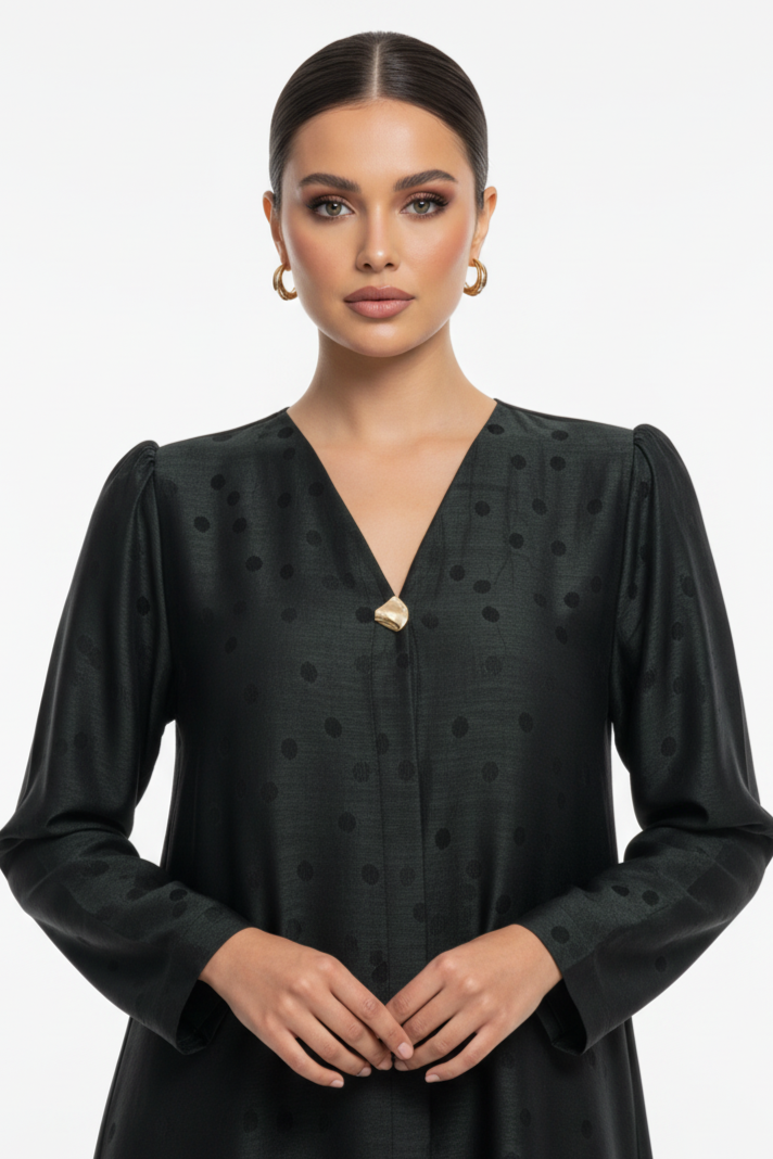 C 2112-02 Dark Green Polka Dot Abaya