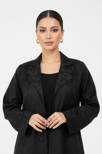عباية فراشة سوداء مطرزة بالخرز C 2115 - XS / 50