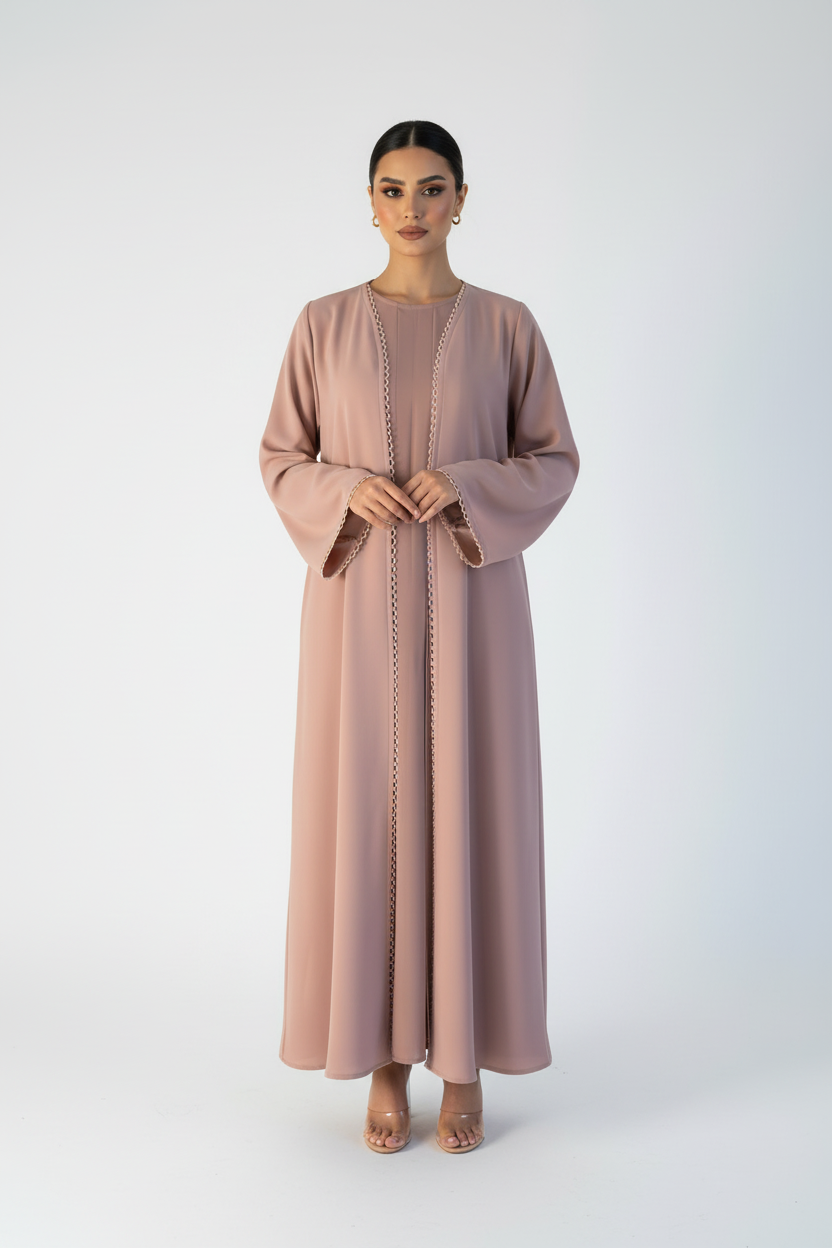 C 2118-01 Blush Pink Lace Abaya