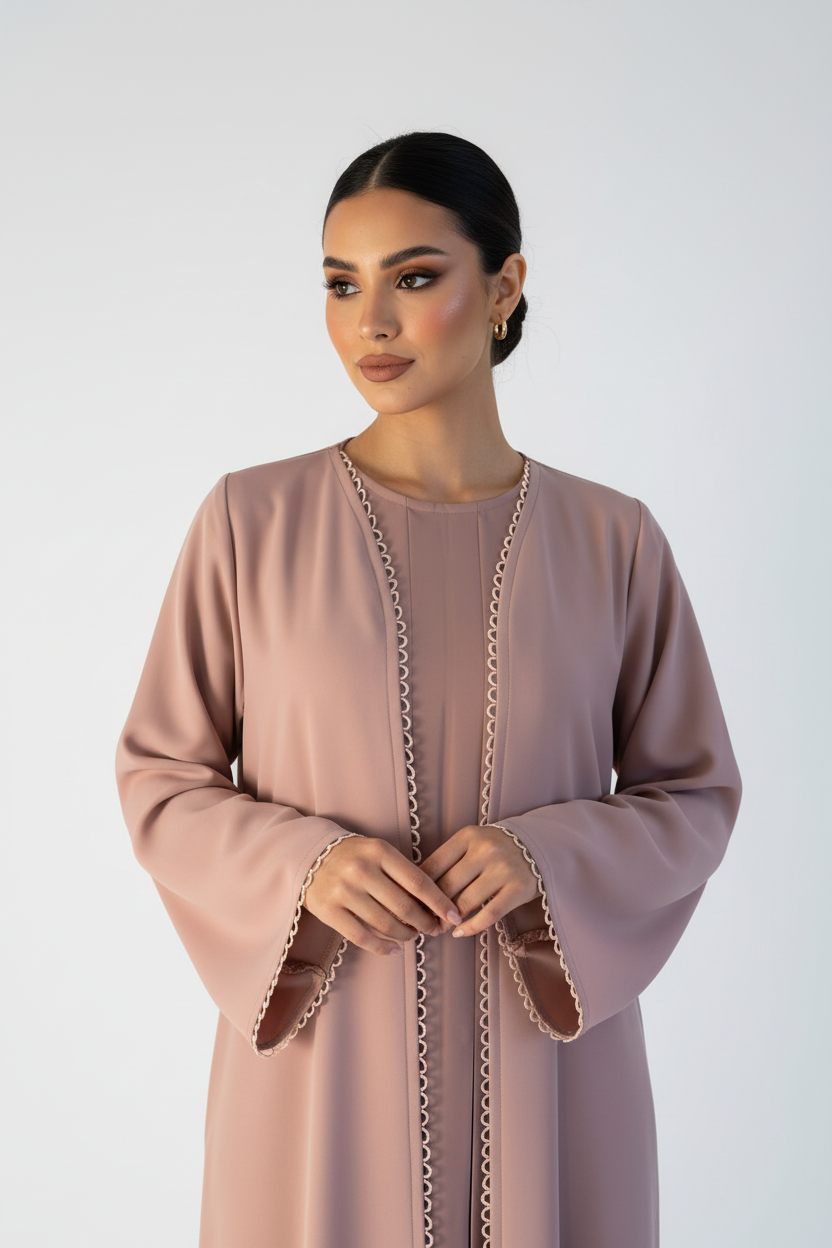C 2118-01 Blush Pink Lace Abaya