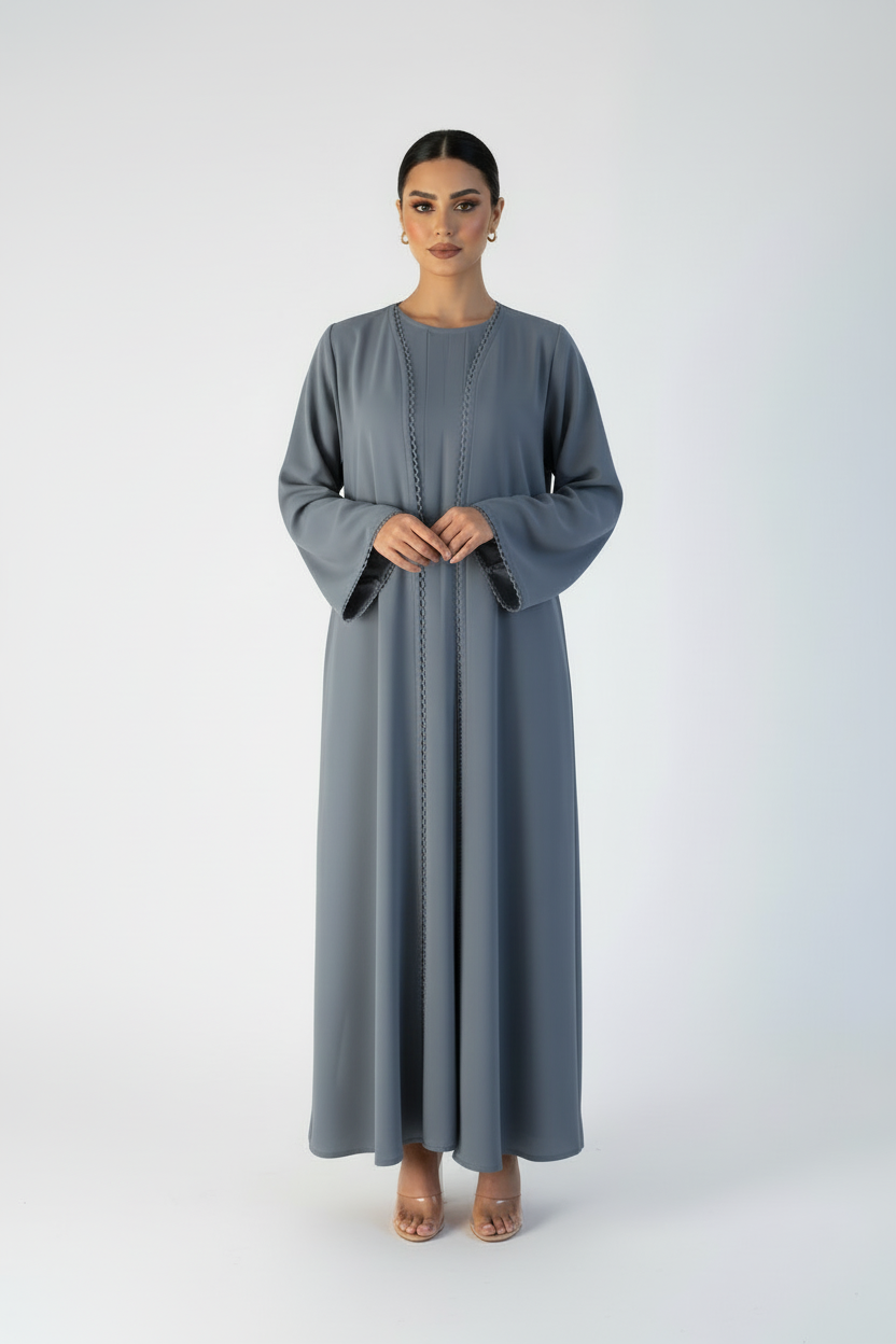 C 2118-02 Light Grey Lace Abaya