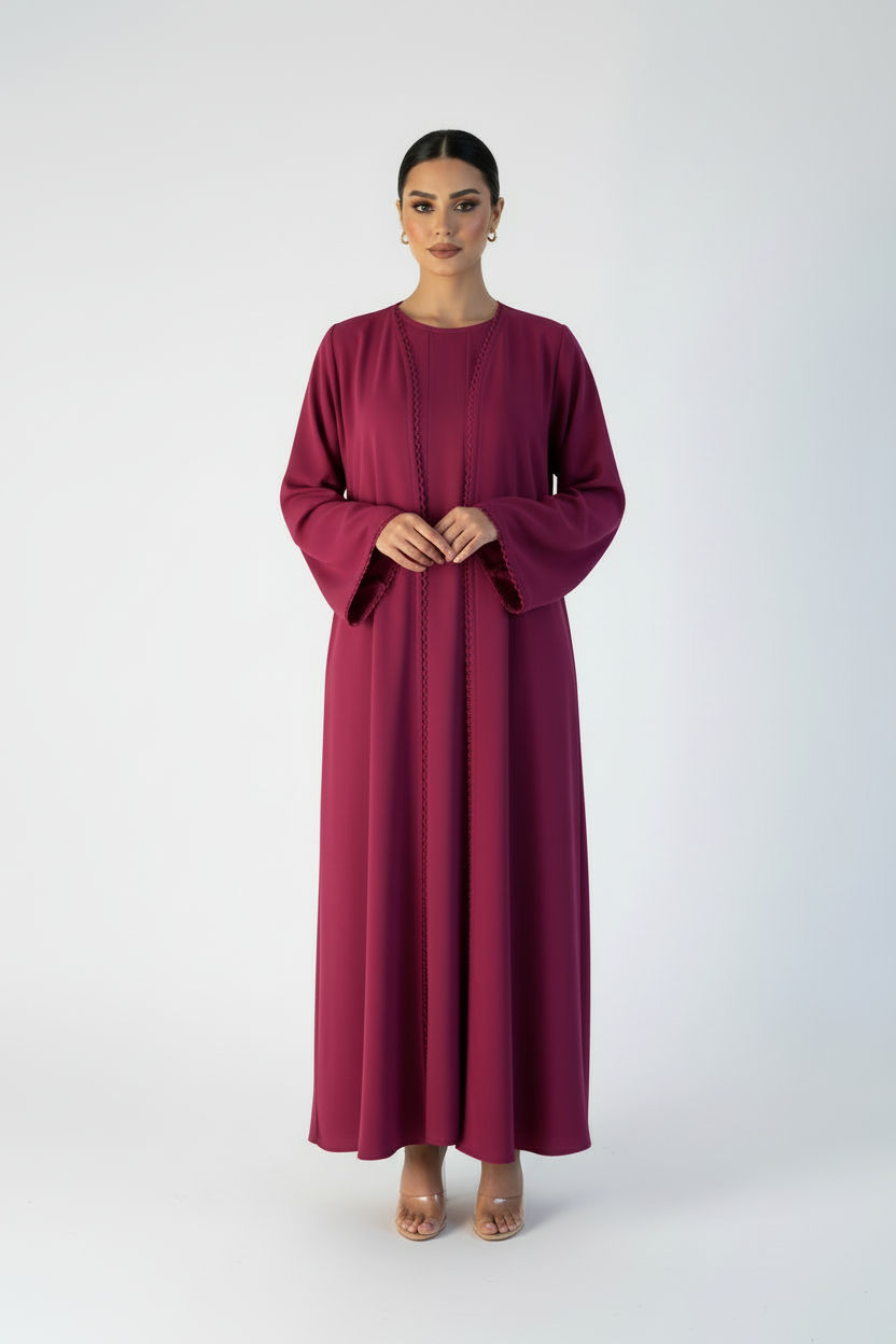 C 2118-04 Magenta Lace Abaya