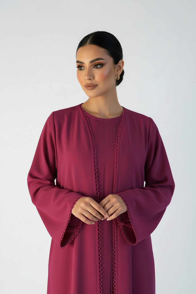 C 2118-04 Magenta Lace Abaya