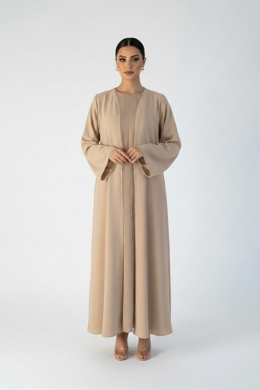 C 2118-05 Beige Lace Abaya