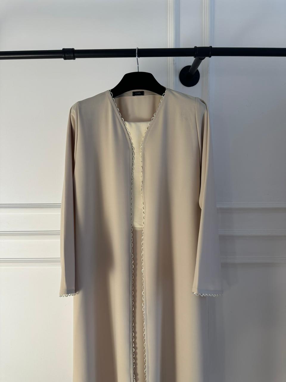 C 2118-05 Beige Lace Abaya