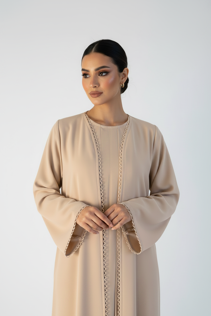 C 2118-05 Beige Lace Abaya