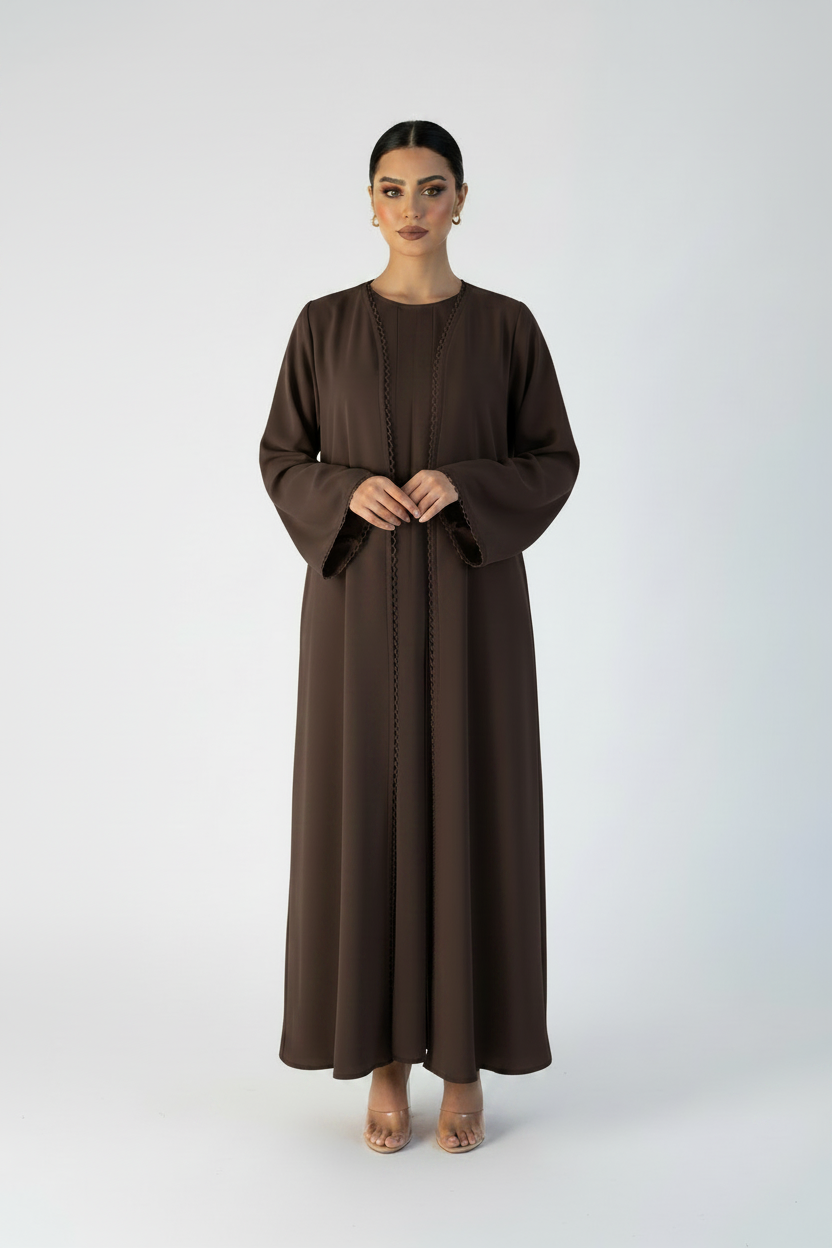 C 2118-06 Brown Lace Abaya