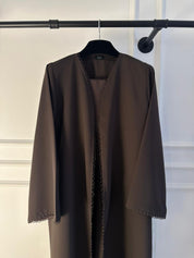 C 2118-06 Brown Lace Abaya