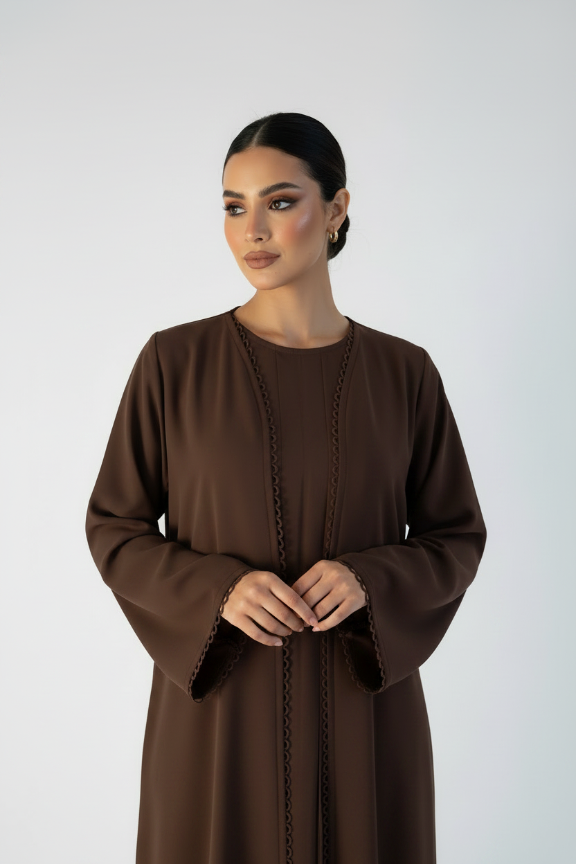 C 2118-06 Brown Lace Abaya