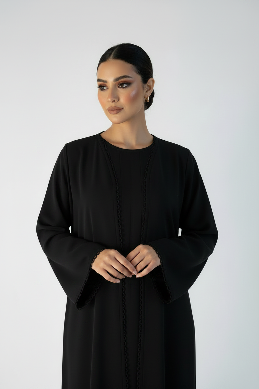 C 2118-07 Black Lace Abaya