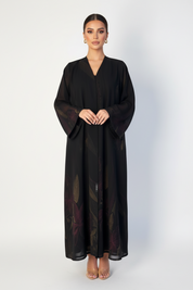 C 2119-04 Black Magenta Printed Abaya