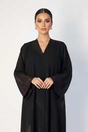 C 2119-04 Black Magenta Printed Abaya