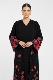 C 2120-01 Dark Pink Beaded Dantel Abaya