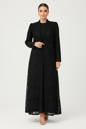 C 2121 Black Dantel Abaya