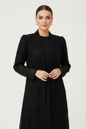 C 2121 Black Dantel Abaya