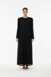 C 2122 Black Dantel Abaya