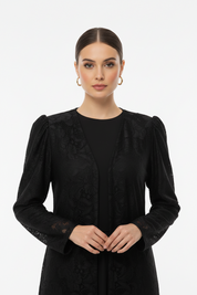 C 2122 Black Dantel Abaya