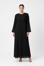 C 2123 Black Dantel Abaya