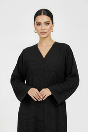 C 2128 Black Dantel Abaya