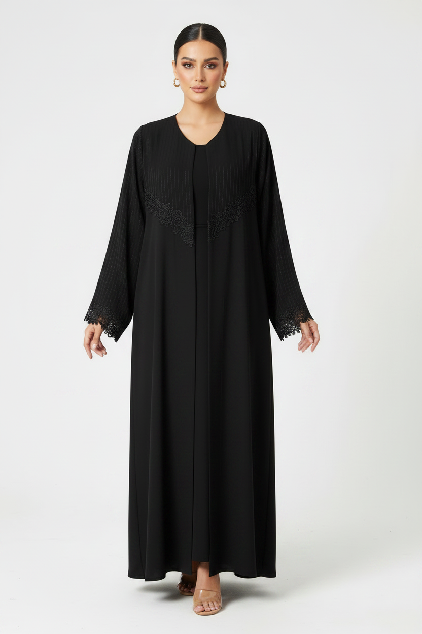 C 2130 Black Lace Abaya
