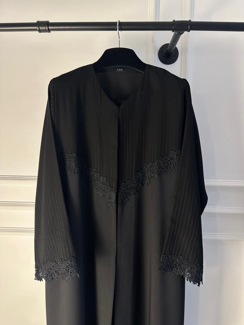 C 2130 Black Lace Abaya