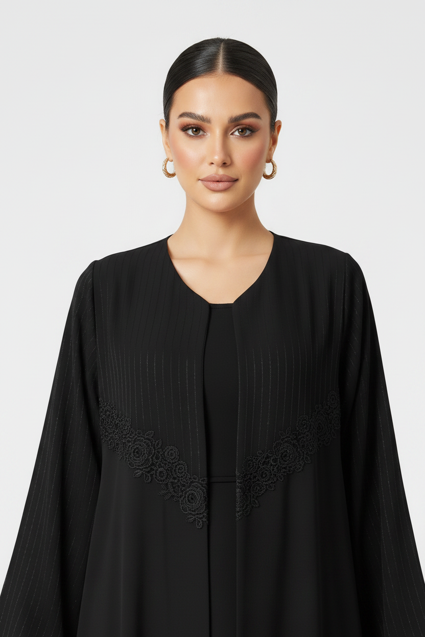 C 2130 Black Lace Abaya