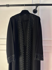 C 2131 Black Beaded Lace Abaya