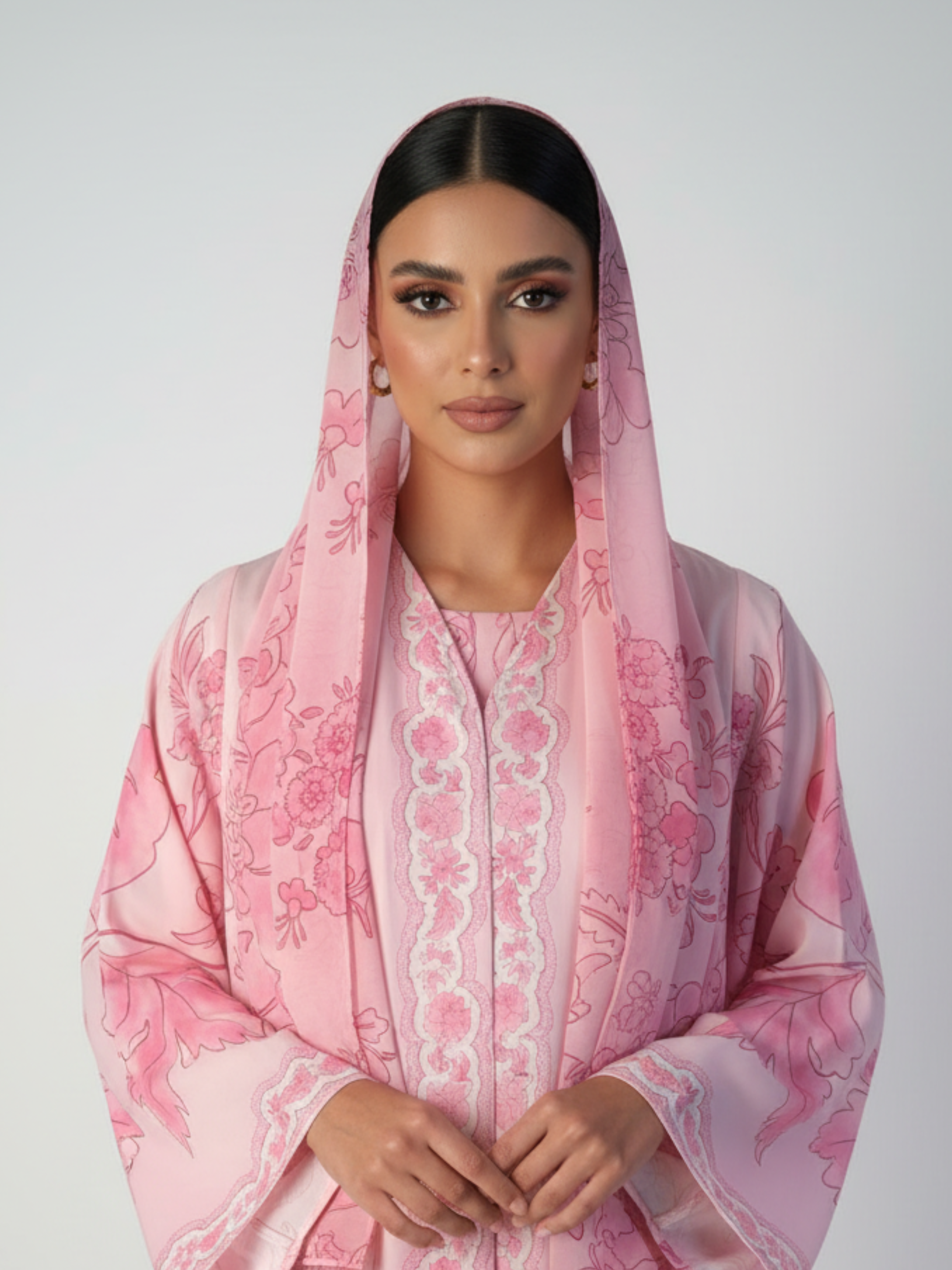 C 2132 Cupcake Pink Printed Abaya