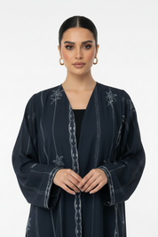 C 2133 Navy Blue Printed Abaya