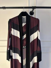 C 2134 Burgundy Stripe Printed Abaya