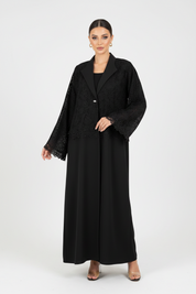 C 2135 Black Dantel Abaya