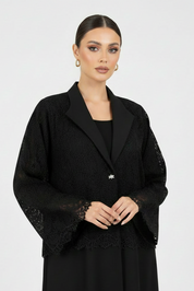 C 2135 Black Dantel Abaya