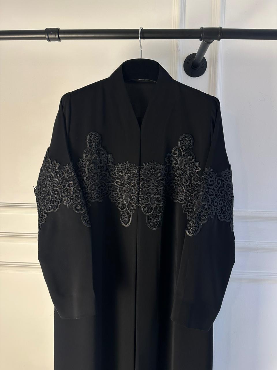 C 2136 Black Dantel Abaya