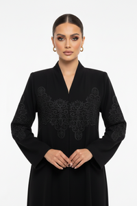 C 2136 Black Dantel Abaya - XS / 50